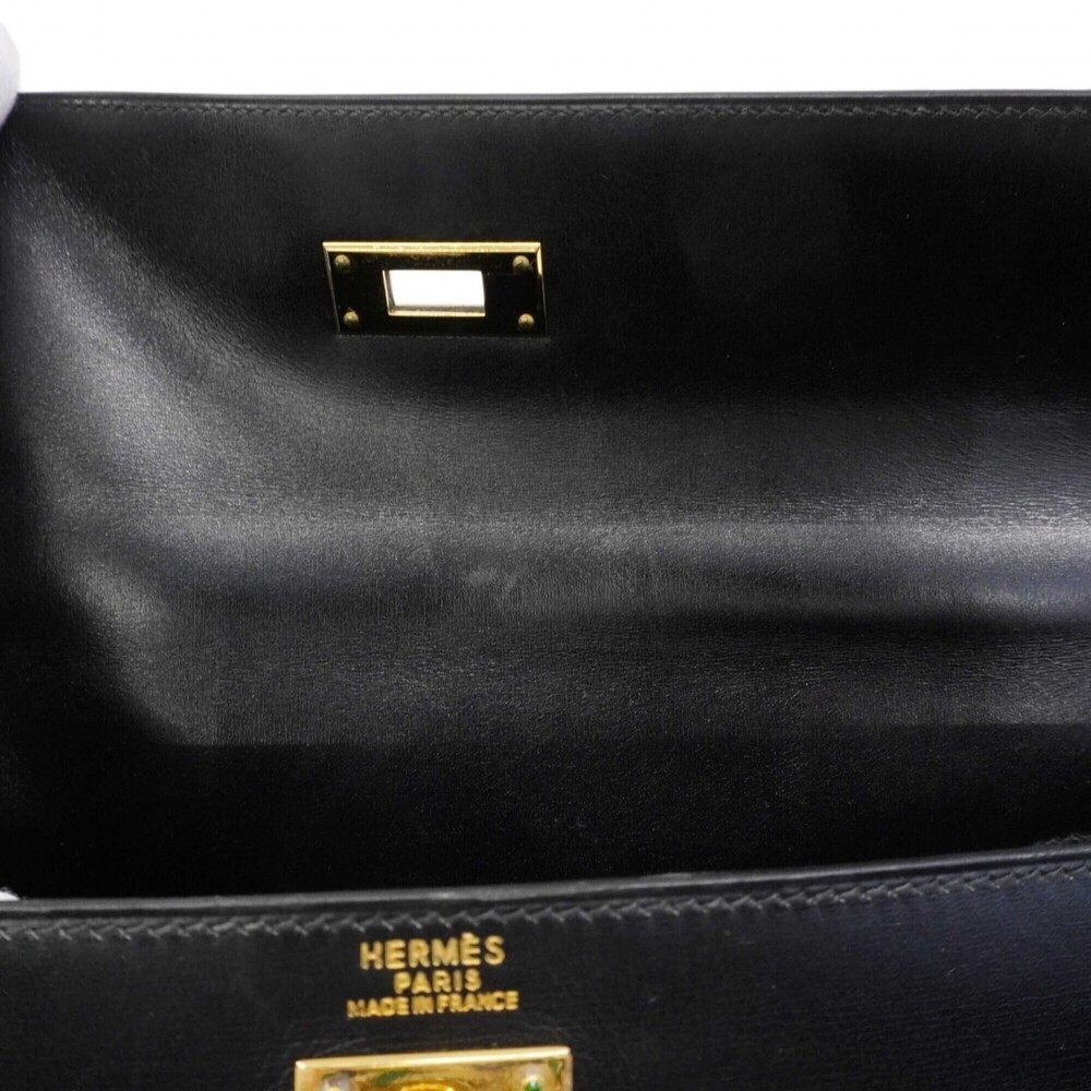 Hermes Kelly 32 Handbag, Box Calf Leather, Black, □B Stamp, Women's, P2738445 - Picture 8 of 15